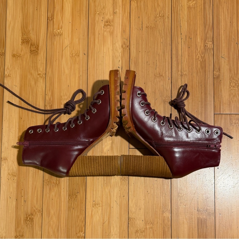 Free People x Jeffrey Campbell Palermo Wine Heel Lace-Booties Size 7 - Picture 10 of 16